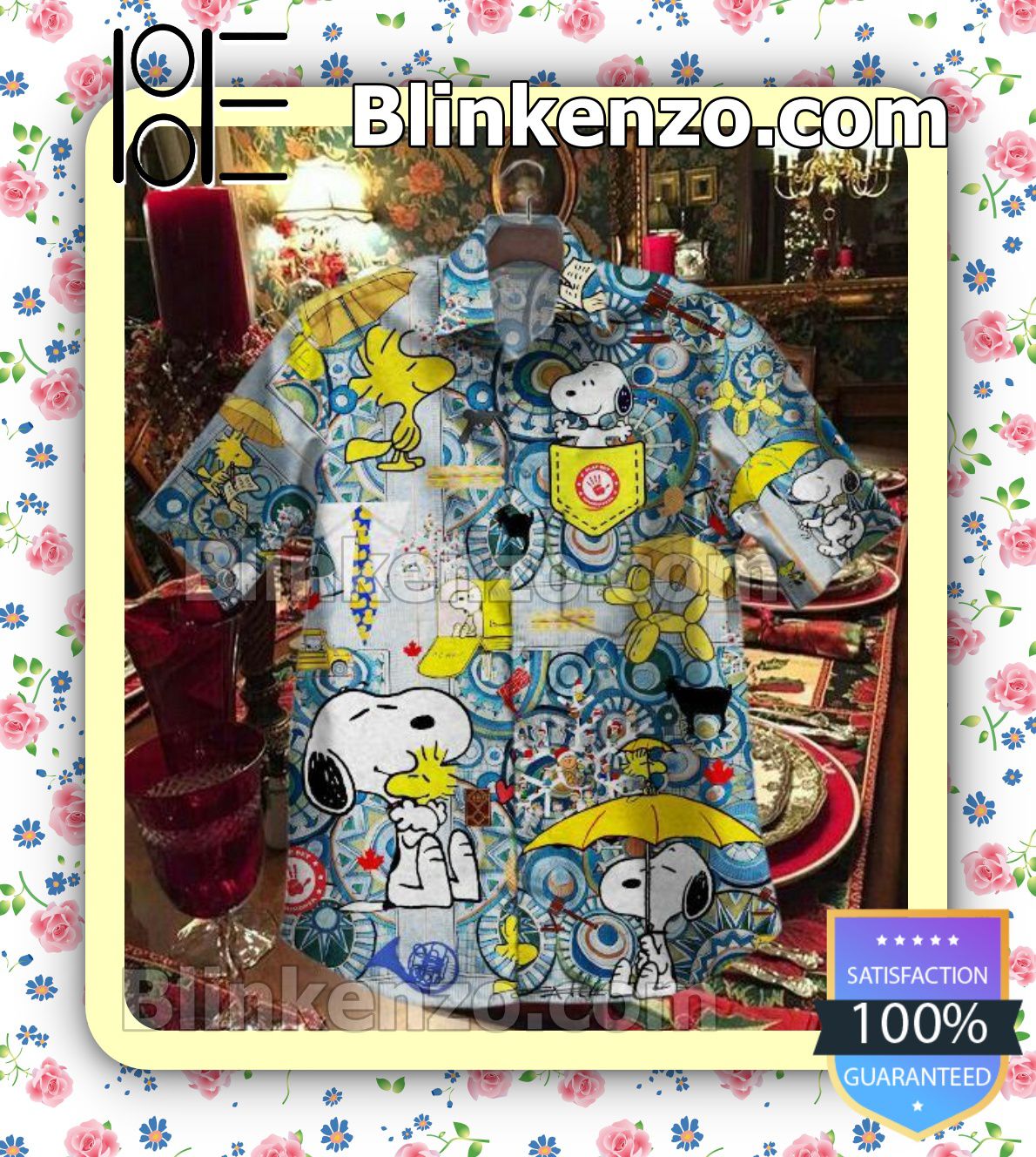 Snoopy And Woodstock Casual Button-down Shirts