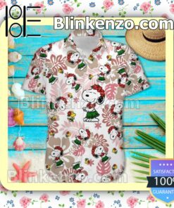 Snoopy In Hawaii Floral Pattern Summer Hawaiian Shirt, Mens Shorts