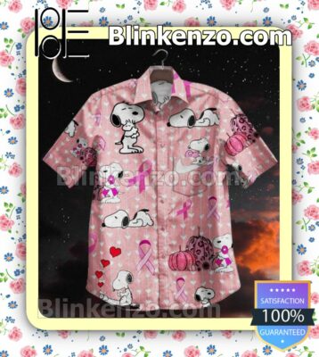 Snoopy With Cancer Ribbon Pink Summer Shirts