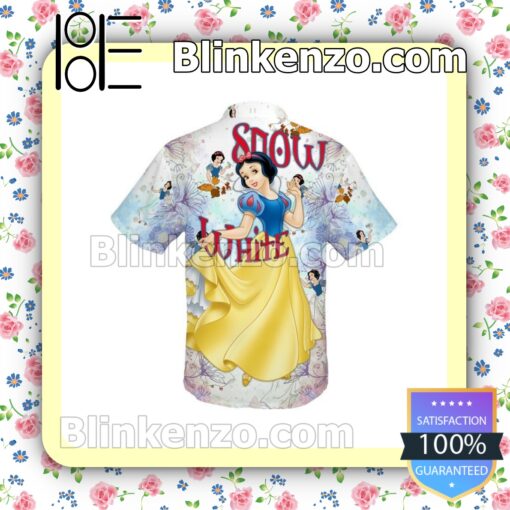 Snow White Princess Disney Leaf Floral Pattern White Summer Hawaiian Shirt b