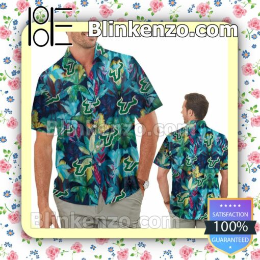 South Florida Bulls Floral Tropical Mens Shirt, Swim Trunk