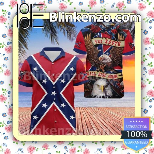 Southern Confederate Flag The South Will Rise Again Colorful Summer Hawaiian Shirt