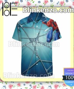 Spider Man Web Shooting Leap Summer Hawaiian Shirt, Mens Shorts