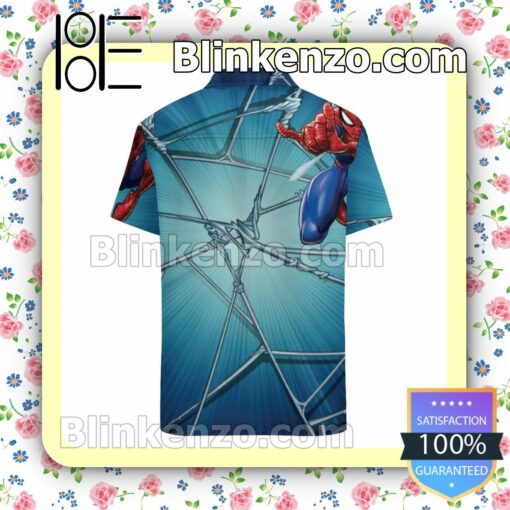 Spider Man Web Shooting Leap Summer Hawaiian Shirt, Mens Shorts a