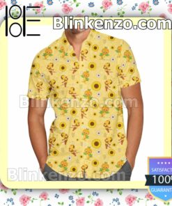 Spike The Bee And Orange Bird Disney Epcot Flower Garden Inspired Summer Hawaiian Shirt, Mens Shorts