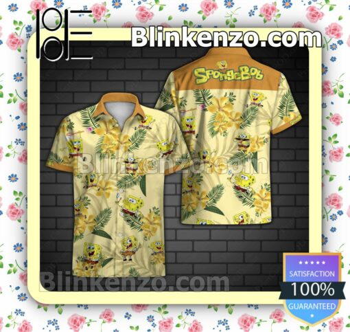 Spongebob Yellow Tropical Flower Summer Shirts