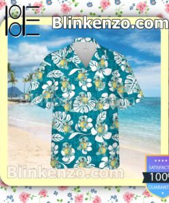 Squirtle Pokemon Floral Pattern Teal Summer Hawaiian Shirt, Mens Shorts