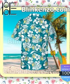 Squirtle Pokemon Floral Pattern Teal Summer Hawaiian Shirt, Mens Shorts a