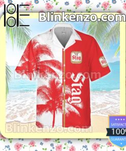 Stag Beer Palm Tree White Red Summer Hawaiian Shirt a