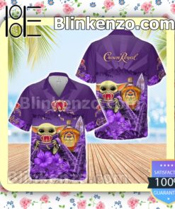 Star Wars Baby Yoda Holding Crown Royal Flowery Purple Summer Hawaiian Shirt