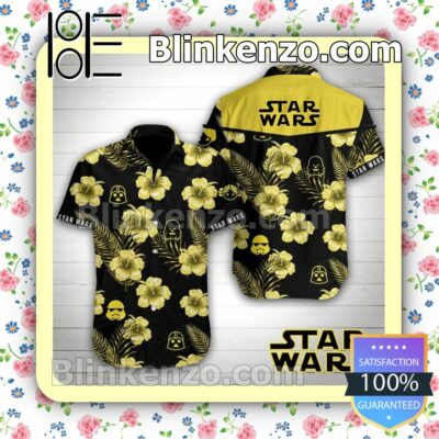 Star Wars Black Summer Hawaiian Shirt, Mens Shorts