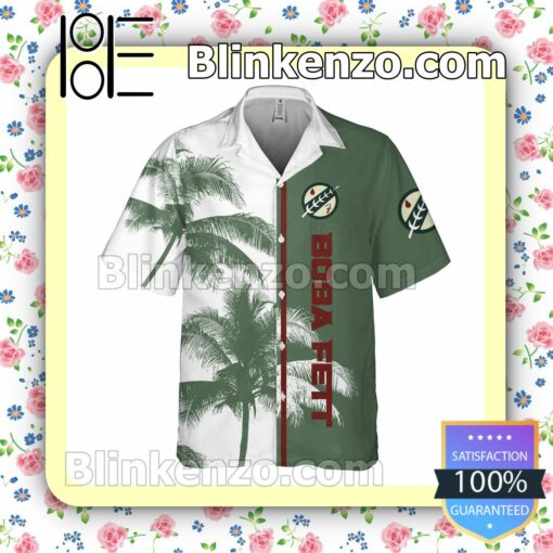 Star Wars Boba Fett Palm Tree White Green Summer Hawaiian Shirt, Mens Shorts a