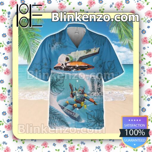 Star Wars Boba Fett Surfing Blue Summer Hawaiian Shirt b