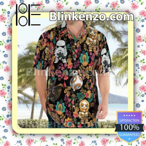 Star Wars Colorful Flower Pattern Hawaiian Shirts, Swim Trunks b