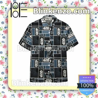 Star Wars Darth Vader Geometric Pattern Black Summer Hawaiian Shirt, Mens Shorts