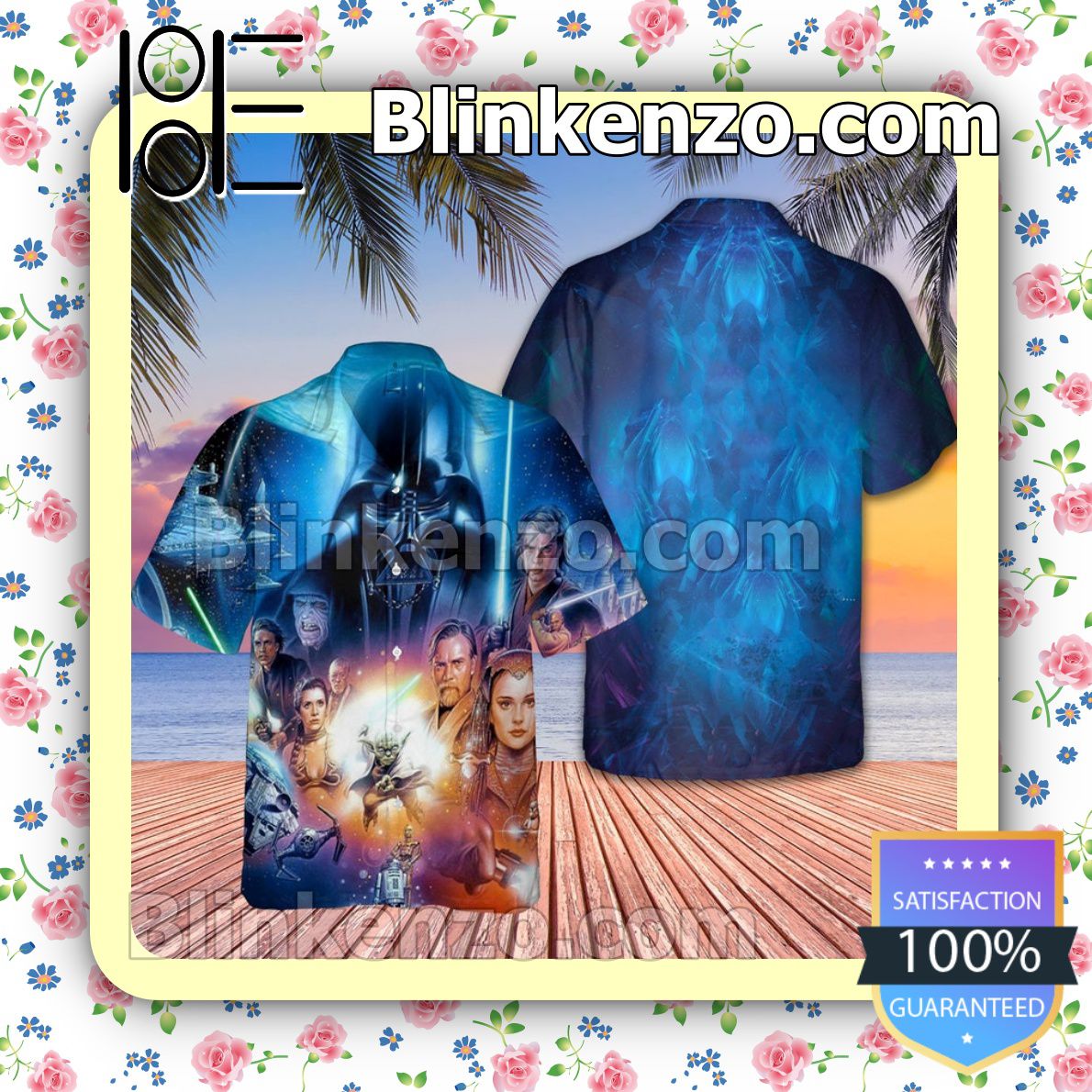 Star Wars Darth Vader Smoky Blue Summer Hawaiian Shirt, Mens Shorts