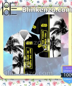 Star Wars May The Force Be With You Black White Summer Hawaiian Shirt b
