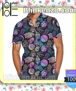 Star Wars Rainbow Pattern Black Summer Hawaiian Shirt, Mens Shorts