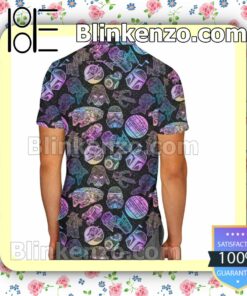 Star Wars Rainbow Pattern Black Summer Hawaiian Shirt, Mens Shorts a