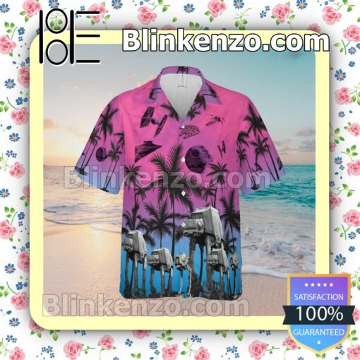 Star Wars Robot Palm Tree Sunset Ombre Summer Hawaiian Shirt, Mens Shorts