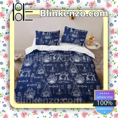 Star Wars Space Ships Galaxy Navy Queen King Quilt Blanket Set b