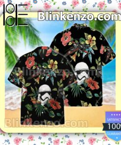 Star Wars Stormtrooper & Spaceship Hibicus Black Summer Hawaiian Shirt