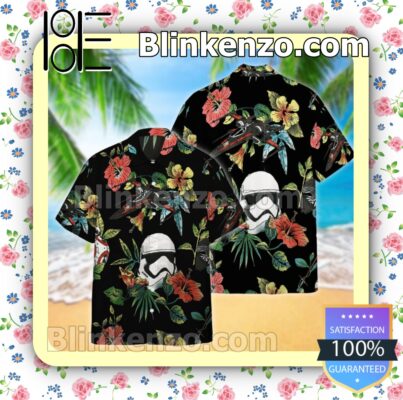 Star Wars Stormtrooper & Spaceship Hibicus Black Summer Hawaiian Shirt