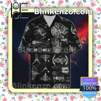 Starships Blueprint Disney Star Wars Summer Hawaiian Shirt, Mens Shorts