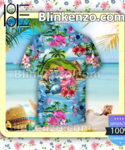 Stitch And Angel Happily In Love Blue Summer Hawaiian Shirt, Mens Shorts a