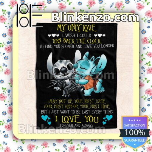 Stitch And Angel Jack Skellington The Nightmare Before Christmas My Only Love Customized Handmade Blankets a