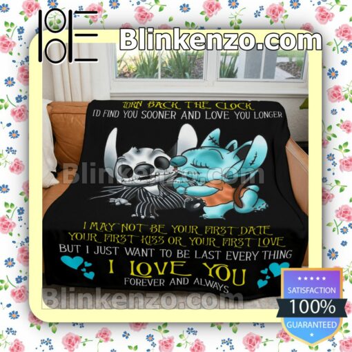 Stitch And Angel Jack Skellington The Nightmare Before Christmas My Only Love Customized Handmade Blankets b