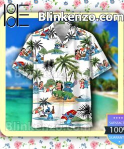 Stitch And Lilo Disney Cartoon Graphics Island Summer Hawaiian Shirt, Mens Shorts