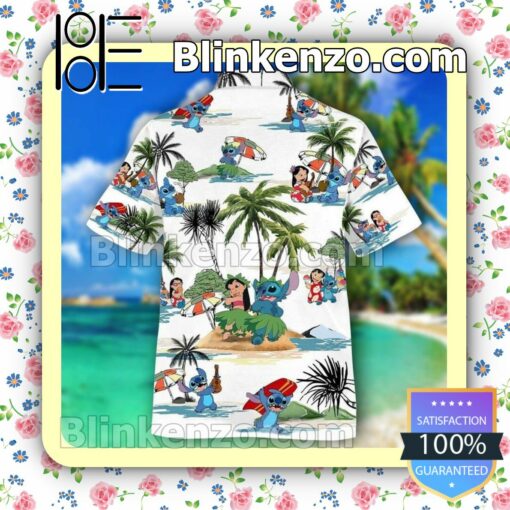 Stitch And Lilo Disney Cartoon Graphics Island Summer Hawaiian Shirt, Mens Shorts a