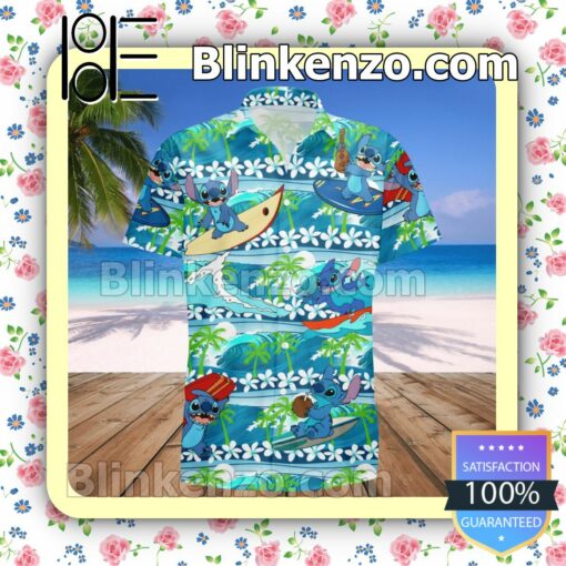 Stitch Costume Disney Lilo & Stitch Surfing Summer Hawaiian Shirt, Mens Shorts a