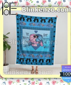 Stitch Couple He Keeps Me Safe She Keeps Me Wild Customized Handmade Blankets