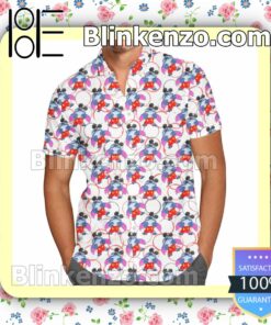 Stitch Dresses Up As Mickey Disney Cartoon Graphics Summer Hawaiian Shirt, Mens Shorts