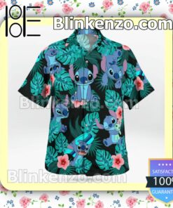Stitch Monstera Leaf Summer Shirts b