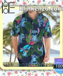 Stitch Palm Leaf Flower Hawaiian Shirts, Swim Trunks b