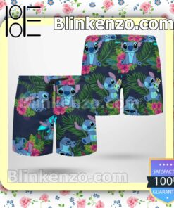 Stitch Palm Leaf Flower Hawaiian Shirts, Swim Trunks c