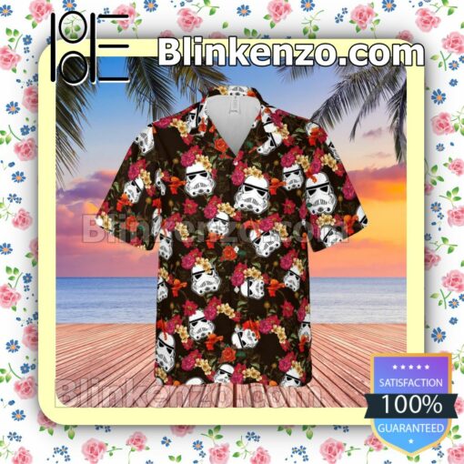 Stormtrooper Star Wars Floral Pattern Summer Hawaiian Shirt, Mens Shorts