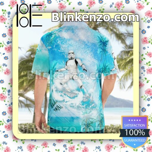 Stormtrooper Surfing Star Wars Aqua Blue Summer Hawaiian Shirt, Mens Shorts a