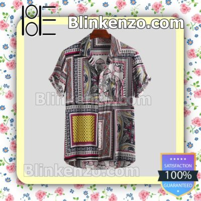 Summer Ethnic Blue Pattern Summer Shirts