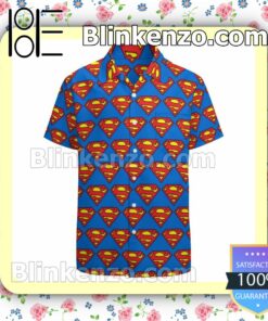 Superman S Shield Classic Logo Summer Hawaiian Shirt, Mens Shorts