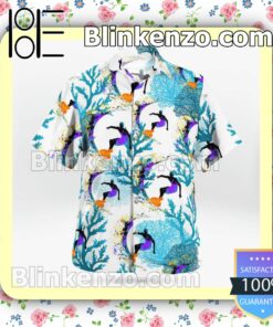 Surfing Corals White Summer Hawaiian Shirt, Mens Shorts a