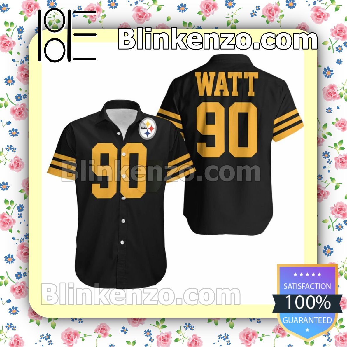 T J Watt 90 Pittsburgh Steelers Black Jersey Inspired Style Summer Shirt -  Blinkenzo