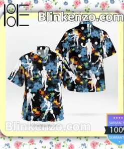 Table Tennis Player Flowery Black Summer Hawaiian Shirt, Mens Shorts