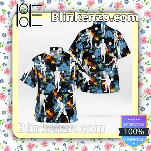 Table Tennis Player Flowery Black Summer Hawaiian Shirt, Mens Shorts