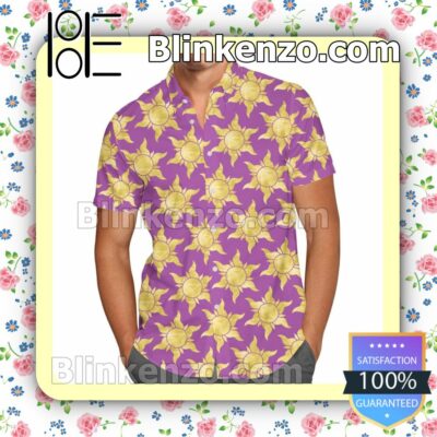 Tangled Suns Rapunzel Disney Cartoon Graphics Purple Summer Hawaiian Shirt, Mens Shorts