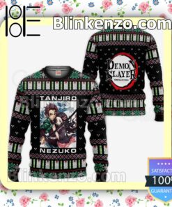 Tanjiro And Nezuko Ugly Christmas Demon Slayer Anime Gift Personalized T-shirt, Hoodie, Long Sleeve, Bomber Jacket