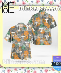 Tennessee Volunteers Logo Flowery Gray Summer Hawaiian Shirt, Mens Shorts